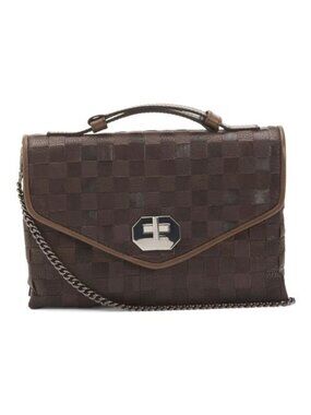 FALOR Made In Italy Leather Woven Small Satchel